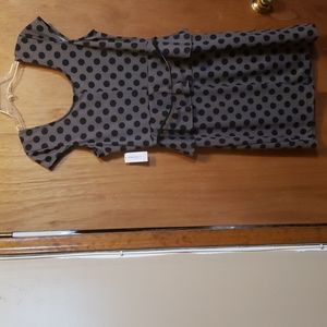 Gray dress with black polka dots